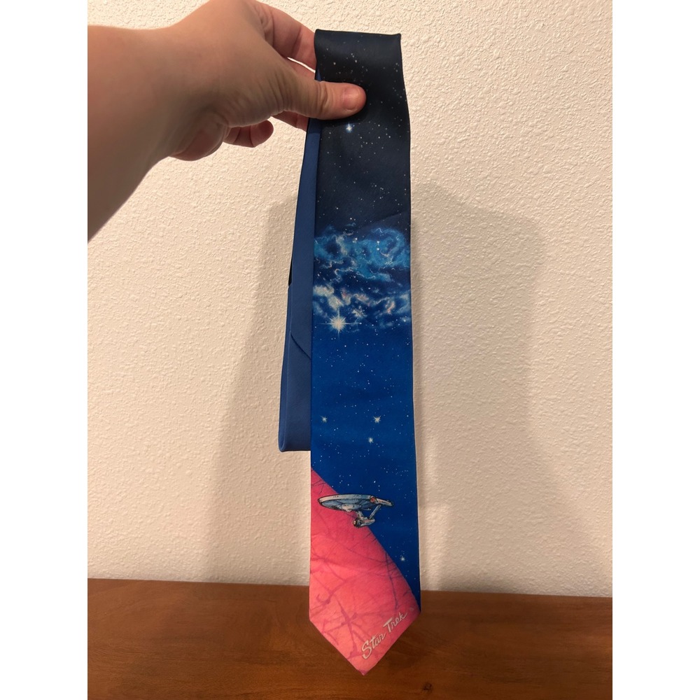 Vintage 1991 Ralph Marlin Star Trek USS Enterprise Space Galaxy Silk Feel Tie